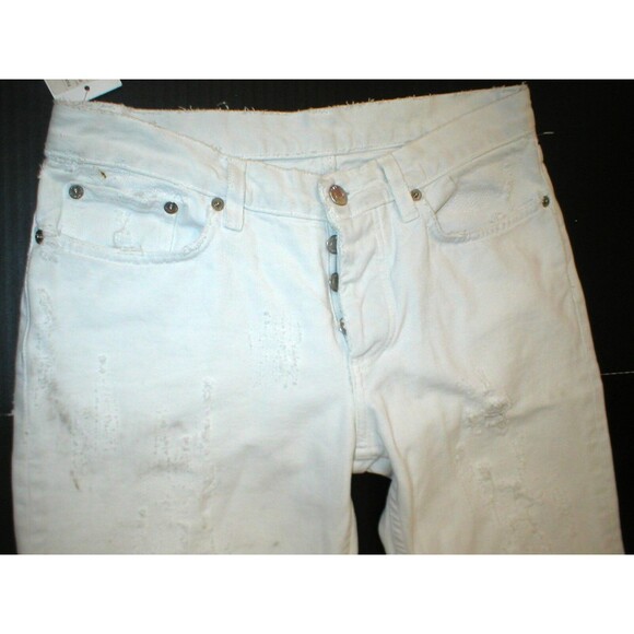 New NWT Womens 28 Designer Helmut Lang Italy Jeans White Skinny Destroyed Ripped - Picture 6 of 12